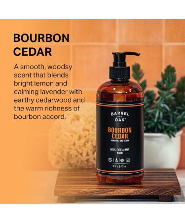Barrel & Oak All-in-One Wash for Face Hair & Body Vegan & Hydrating Face Shampoo and Body Wash for Men Grooming Kit Gifts for Men Bourbon Cedar 16 oz Bourbon Cedar 16 Fl Oz (Pack of 1) - Buy Online on GoSupps.com