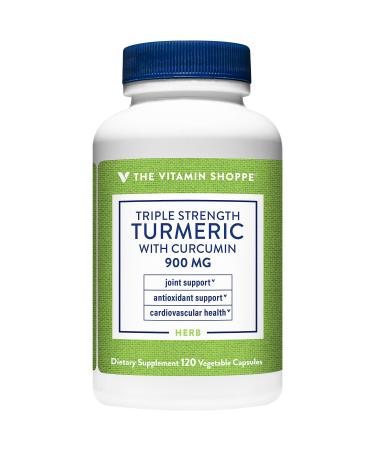 The Vitamin Shoppe Triple Strength Turmeric with Curcumin 900mg Supports Joint Mobility & Provides Antioxidant Benefits & 5mg Bioperine to Enhance Nutrient Absorption - Once Daily (120 Capsules) Unflavored 120 Count (Pa...