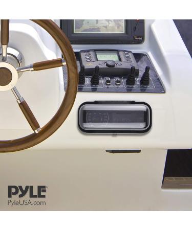 Pyle PLMRCB1 Water Resistant Marine Stereo Cover - Smoke Colored Boat Radio Protector Shield with Flip-up Door & Mounting Gasket - Buy Online on GoSupps.com