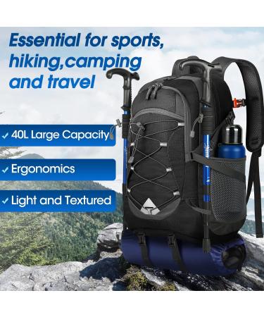 IGOLUMON Hiking Backpack 40L Packable Lightweight Camping Backpack Men Women Waterproof Hiking Daypack Outdoor Travel Daypack Black - Buy Online on GoSupps.com