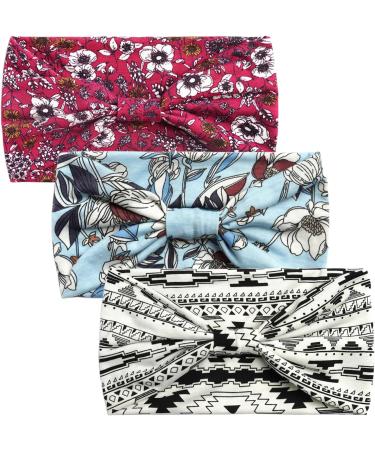 scicent Head Scarf 3 Pieces Boho Print Headbands African Wide Hair Bands Elastic Head Scarf for Women and Girls Flower Crown Headband - 4027 - Buy Online on GoSupps.com