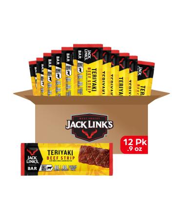 Jack Link's Beef Jerky Bars, Teriyaki - 8g of Protein and 80 Calories Per Protein Bar, Made with Premium Beef, No added MSG - Keto Friendly and Gluten Free Snacks (Pack of 12)