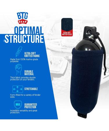 BTG Gear G5 Marine-Grade Fleece Boat Fender Covers Pair in Navy Blue - 8.8 x 26.8 Inches - Set of 2 - Buy Online on GoSupps.com