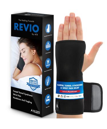 ACTION TRIBEX Night Sleep Support Wrist Brace - Carpal Tunnel & Wrist Pain Relief - Metal Splint & Cushioning Beads - U.S. Patent No. D938,049 S