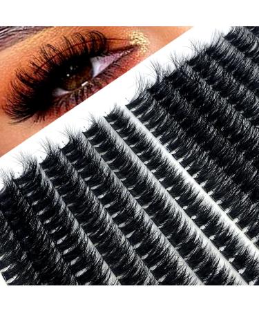 HBZGTLAD New 3D fluffy Soft Ribbon 60D/80D Mink Eyelashes Bundles Eyelashes DIY Individual Clusters Lash Extensions Natural Mink Lashes (273FANS Fluffy 6080D)