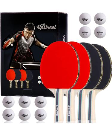 Upstreet's Ping Pong Paddles - Professional Ping Pong Paddles or Table Tennis Paddles, Ping Pong Balls Ping Pong Set for Recreational Games, Indoor, and Outdoor Ping Pong Paddles Black