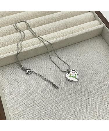 Oralgos Adjustable Love Shape Necklace - Tulip Heart Pendant Collarbone Chain | Elegant French Style Accessories for Women - Buy Online on GoSupps.com