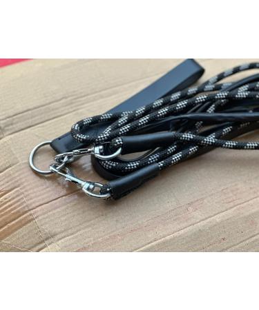 Equipride Horse Draw Reins Soft Grip Leathee with Black/Silver Cord Lunging Schooling Training Aid (Cob Black) Cob Black - Buy Online on GoSupps.com