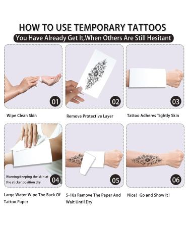 60 Sheets Temporary Tattoos for Women Men - Realistic Flower Snake Waterproof 3D Black Tattoo Stickers - Long Lasting Body Art for Adults Teens Party Bar - Buy Online on GoSupps.com