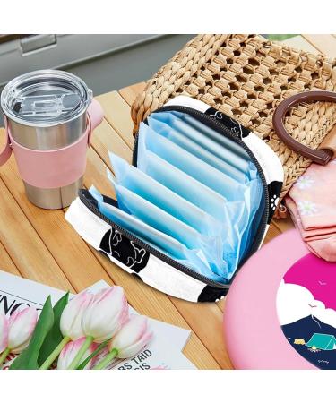 MUOOUM Cat Kitten Sleeping Polka Dot Sanitary Napkin Storage Bag - Portable Period Pouch for Women, Teen Girls, Menstrual Cup, Nursing Pads - Multi-colored - Buy Online on GoSupps.com