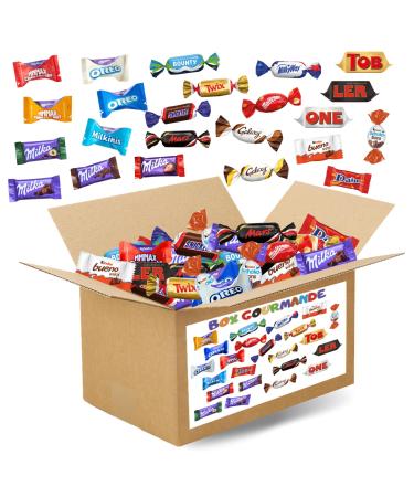 GOURMET BOX | 1.55 kg assortment of Mini-Chocolates individually wrapped | Celebrations Kinder Milka Sweden Toblerone | Nearly 200 Chocolate Sweets to share
