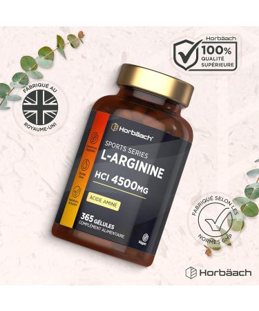 L-Arginine | 365 Comprim s V gans | 4500 mg de L-Arginine HCL par Dose Journali re | Base d Arginine HCl pour une Biodisponibilit Maximale | Suppl ment Hautement Dos | Horbaach - Buy Online on GoSupps.com