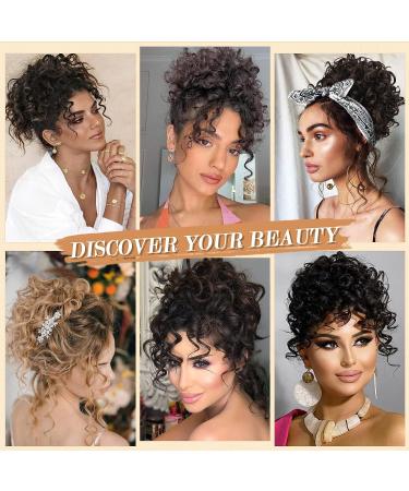 PEACOCO Short Curly Messy Bun Ponytail Extension for Women with Thinning Hair - High Temperature Synthetic Fiber, Elastic Drawstring Hair Pieces (1B, 80g) - Buy Online on GoSupps.com