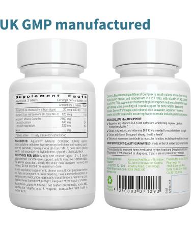 Plant-Based High Absorption Algae Calcium & Magnesium Supplement with K2 & D3 for Bone Support - Vegan, Non-GMO, 60 Tablets by Igennus - Buy Online on GoSupps.com
