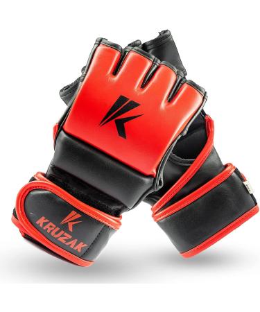 Kruzak Half-Finger MMA Gloves for Men and Women - Red Small-Medium - Buy Online on GoSupps.com