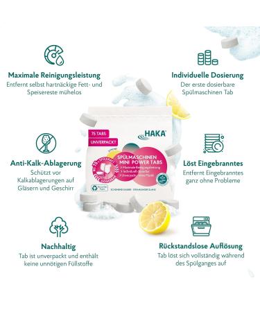HAKA Mini Power Tabs for Dishwasher - 75 Eco-Friendly Cleaning Tablets - Maximum Power & Effectiveness - Buy Online on GoSupps.com