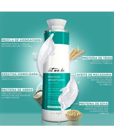 Let Me Be Protein Smoothing expert Brazilian hair straightener in one step professional at home longlasting with keratin 100 straight hair organic and formolfree 500 ml white - Buy Online on GoSupps.com