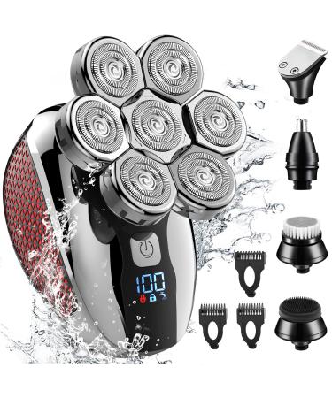 Head Shavers for Bald Men, Homsor Bald Head Shavers for Men Waterproof Wet&Dry,7D Electric Head Shaver for Men with Hair Sideburns Trimmer,5 in 1 Electric Shaver Head Razor Cordless Men's Grooming Kit