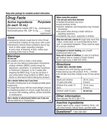 Genexa Kids Nighttime Cough Medicine - Organic Blueberry Liquid Cough Suppressant for Kids 6+ | 4 Fl Oz | Temporary Relief for Cough Runny Nose & Sneezing - Buy Online on GoSupps.com