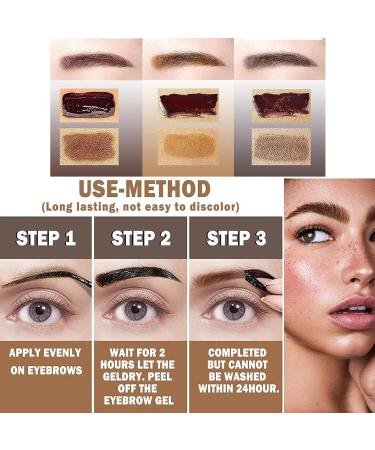 Easy Peel-Off Eyebrow Gel- Waterproof & Sweatproof Tattoo Eyebrow Gel Easy Peel Off for Women Long-Lasting Eye Brow Tinted Cream for All Skin Types (Brown) - Buy Online on GoSupps.com
