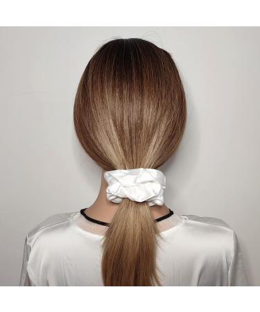 Satin Silk Hair Scrunchies Set - 6 Pcs Soft Hair Ties & Accessories for Women and Girls | 4.2 Inch Pure White Hair Bands - Buy Online on GoSupps.com