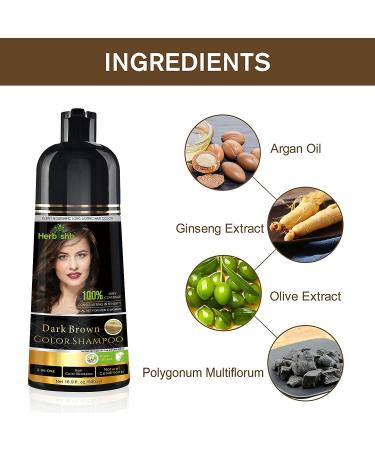 Herbishh 3-in-1 Hair Color Shampoo for Gray Hair - Magic Dye, Long-Lasting Results - 500ml (Dark Brown) | Ammonia-Free Formula by Herbishh - Buy Online on GoSupps.com