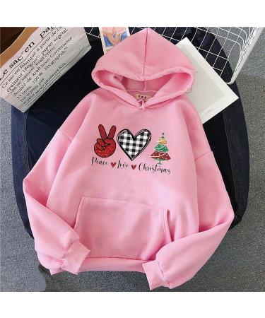 Yihaojia Christmas Graphic Hoodies for Women Cute Graphic Football Hooded Sweatshirt Long Sleeve Pullover Holiday Tops Pink#8 XX-Large - Buy Online on GoSupps.com