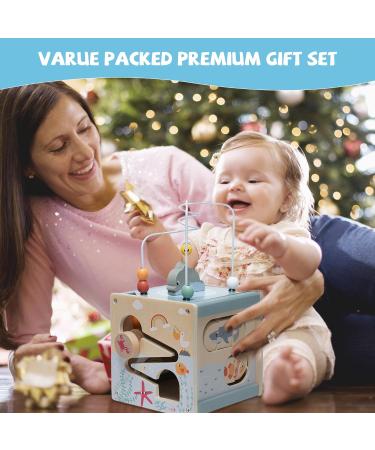 Nukdey Motor Cube Activity Cubes - 6 in 1 Montessori Wooden Toys for Kids 3+ Educational Plug-in Play Dice Sorting Center (Ocean Theme) - Buy Online on GoSupps.com