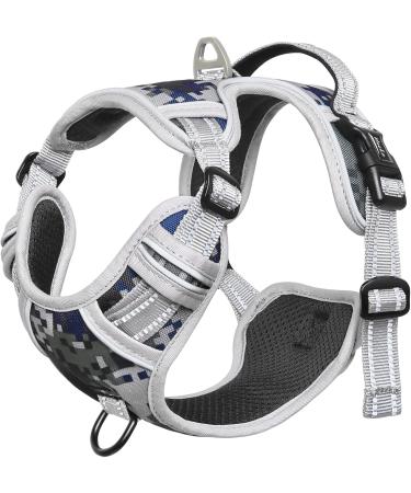 Heele Camouflage Dog Harness for Large Dogs | Reflective & Breathable Padded Harness | Anti-Train Breast Harness - Gray - Buy Online on GoSupps.com