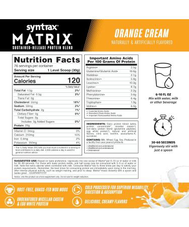Buy Syntrax Nutrition Matrix Protein Powder - Orange Cream 5 lbs | Sustained-Release Protein Blend for Optimal Fitness - Buy Online on GoSupps.com
