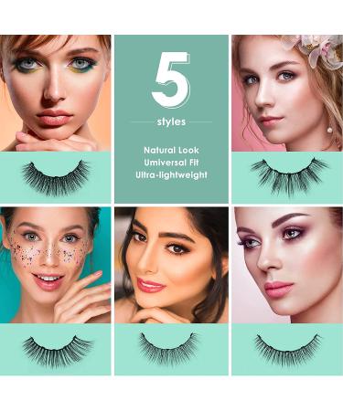 Magnetic Eyelashes with Eyeliner Kit - 5 Pairs Fluffy Lashes, 2 Tubes Magnetic Eyeliner, Tweezers - 3D Natural Look, Reusable False Lashes - Waterproof, Easy to Wear, No Glue Needed - Buy Online on GoSupps.com