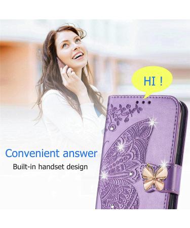 Monwutong Hzd Protective Cover for Xiaomi Redmi 12 - 3D Butterfly Pattern PU Leather Folding Stand Magnetic Cap & Card Compartments - Light Violet - Buy Online on GoSupps.com