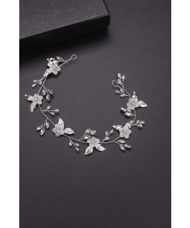 BERYUAN Women White Flower Headband Silver Leaf Hair Vine Crystal Headpiece Wedding Hair Accessory Gift for Her Rhinestone Party Hair Piece for Bride Bridesmaid Girls(Silver) - Buy Online on GoSupps.com