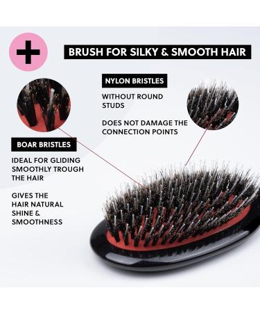 LongTime Hair Hair Brush for Extensions | Best Nursing Brush for Wigs & Toupees | Natural Boar & Nylon Bristles | Perfect for Maintaining Real Hair Extensions - Buy Online on GoSupps.com