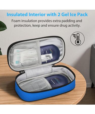 Medmax Insulin Cooling Bag - Portable Diabetic Organizer with 2 Cooling Packs | Water-Repellent Insulated Pocket for Insulin Pen & Accessories (Blue) - Buy Online on GoSupps.com