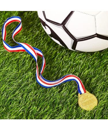 Juvale 12 Pack Gold Metal Awards Medals with Neck Ribbon - 1.5 Diameter for Sports, Tournaments, Contests - Kids and Adults - Buy Online on GoSupps.com