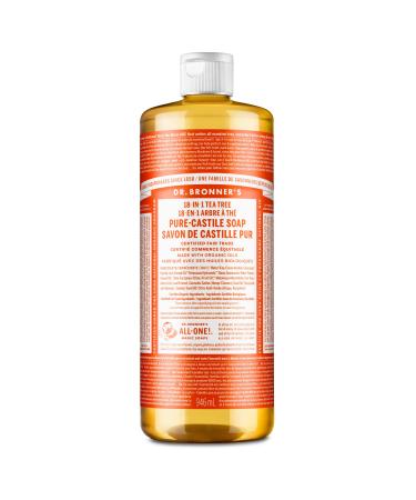 Dr. Bronner s - Pure-Castile Liquid Soap (Tea Tree  32 ounce) - Made with Organic Oils  18-in-1 Uses: Acne-Prone Skin  Dandruff  Laundry  Pets and Dishes  Concentrated  Vegan  Non-GMO Tea Tree 32 Fl Oz (Pack of 1)