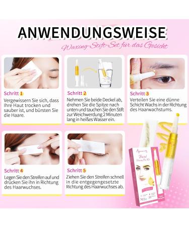  Beauty7 Beauty7 Sugar Based Wax Pen for Hair Removal Water Soluble Formula Eyebrow Facial Hair Removal with Wax Stick Strips Cleans - Buy Online on GoSupps.com