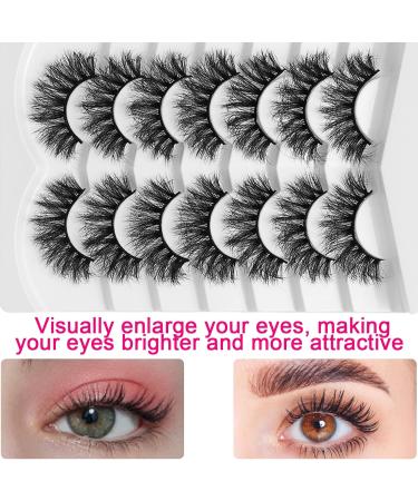 Fluffy False Eyelashes Cat Eye Lashes 7 Pairs D Curl Russian Strip Lashes Natural Look Wispy Lashes Dramatic Faux Mink Lashes Reusable Fake Eyelashes - Buy Online on GoSupps.com