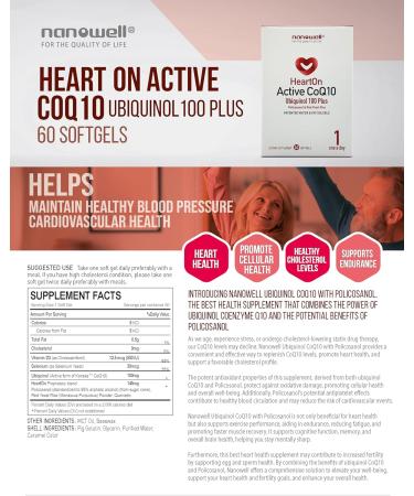 HeartOn Active CoQ10 Kaneka Ubiquinol - 60 Softgels for Heart Health | 2-Month Supply | International Shipping Available - Buy Online on GoSupps.com
