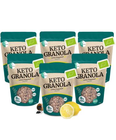 Go-Keto BIO Keto Granola Lemon Poppyseed 6x 290g - Muesli Keto for Breakfast Keto with Coconut Chips Nuts Sunflower Seeds