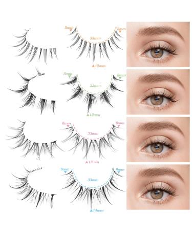 Manga Lashes - 8 Pairs of Super Wispy Thin Individual Fake Eyelashes for Natural Anime Korean Style Look - Buy Online on GoSupps.com