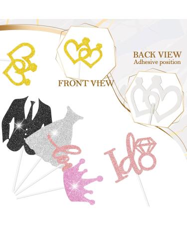 Sinload 72 Pack Wedding Cupcake Toppers Glitter Groom and Bride Love I Do Crown Ring Heart Cupcake Picks Wedding Cake Decorations for Wedding Engagement Party Bridal Shower Supplies - Buy Online on GoSupps.com