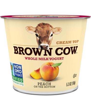 Brown Cow Cream Top Peach On The Bottom Whole Milk Yogurt, 5.3 oz. Cup - Creamy, Delicious Yogurt