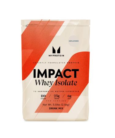 Myprotein Impact Whey Protein Isolate 5.5 Lbs (81 Servings) Unflavored 25g Protein 3.5g Glutamine & 6g BCAA Per Serving Unflavored 5.5 Pound (Pack of 1)