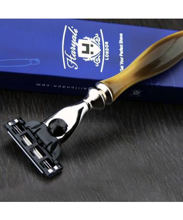 Men's Triple Edge Shaving Razor - Horn Replica Handle | Grooming Essentials Gift for Him - Shop Now - Buy Online on GoSupps.com