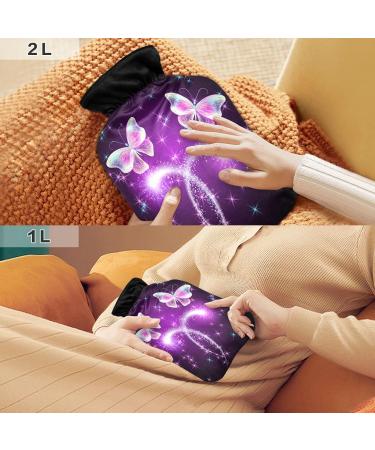 Large 2L Heat Bottle with Butterflies & Fireworks - BAP-Free Hot Water Bag for Pain Relief | Perfect for Bed Hands & Feet - Buy Online on GoSupps.com