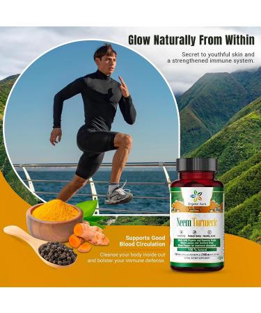 Neem Turmeric Capsules (150 Veg) - Organic Whole Green Superfood for Max Strength. Non GMO, Gluten Free - Buy Online on GoSupps.com