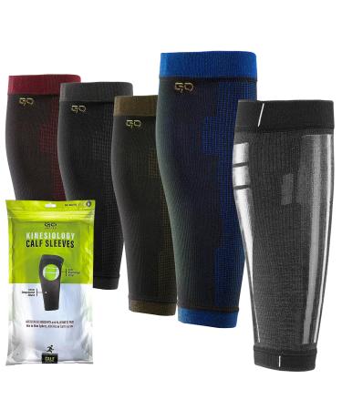 GO Calf Lower Leg Kinesiology Compression Sleeve Blue Extra Large Pair