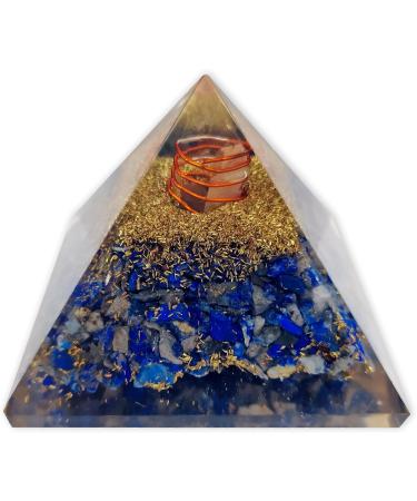 Lamare Orgonite Pyramid with Lapis Lazuli - Energy Balance & Protection - Elegance Purity Wisdom - 2.4 (61mm) - Enhance Your Spiritual Journey - Buy Online on GoSupps.com